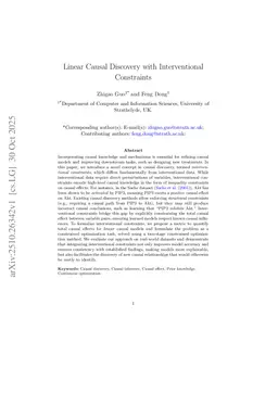 Linear Causal Discovery with Interventional Constraints