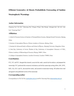 Efficient Generative AI Boosts Probabilistic Forecasting of Sudden Stratospheric Warmings
