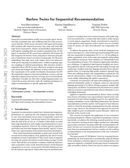 Barlow Twins for Sequential Recommendation