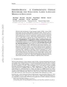 OmniEduBench: A Comprehensive Chinese Benchmark for Evaluating Large Language Models in Education