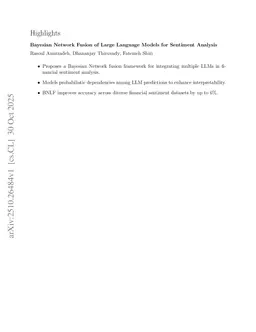 Bayesian Network Fusion of Large Language Models for Sentiment Analysis