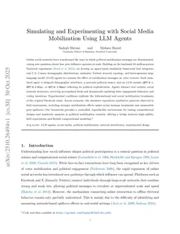 Simulating and Experimenting with Social Media Mobilization Using LLM Agents