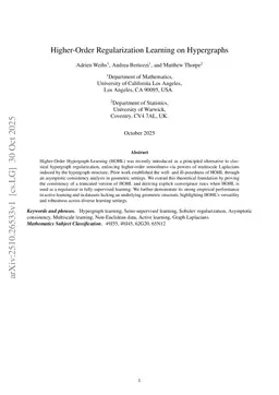 Higher-Order Regularization Learning on Hypergraphs