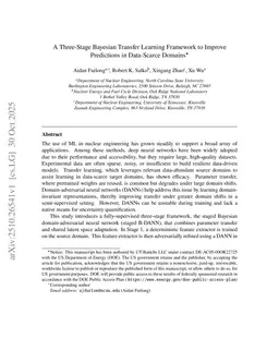 A Three-Stage Bayesian Transfer Learning Framework to Improve Predictions in Data-Scarce Domains