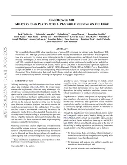 EdgeRunner 20B: Military Task Parity with GPT-5 while Running on the Edge