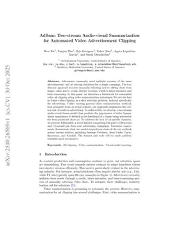 AdSum: Two-stream Audio-visual Summarization for Automated Video Advertisement Clipping