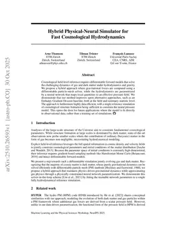 Hybrid Physical-Neural Simulator for Fast Cosmological Hydrodynamics