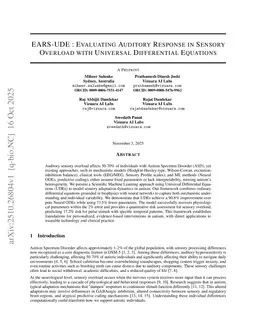 EARS-UDE: Evaluating Auditory Response in Sensory Overload with Universal Differential Equations