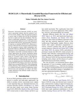 BI-DCGAN: A Theoretically Grounded Bayesian Framework for Efficient and Diverse GANs