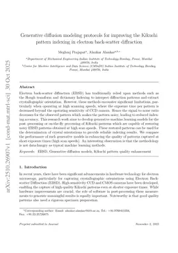Generative diffusion modeling protocols for improving the Kikuchi pattern indexing in electron back-scatter diffraction