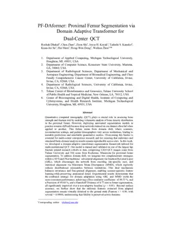 PF-DAformer: Proximal Femur Segmentation via Domain Adaptive Transformer for Dual-Center QCT