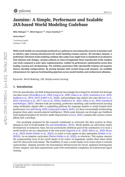 Jasmine: A Simple, Performant and Scalable JAX-based World Modeling Codebase