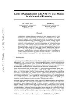 Limits of Generalization in RLVR: Two Case Studies in Mathematical Reasoning