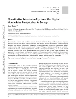 Quantitative Intertextuality from the Digital Humanities Perspective: A Survey