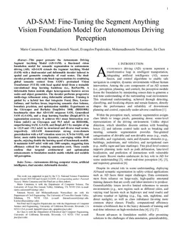 AD-SAM: Fine-Tuning the Segment Anything Vision Foundation Model for Autonomous Driving Perception