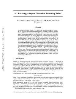 e1: Learning Adaptive Control of Reasoning Effort