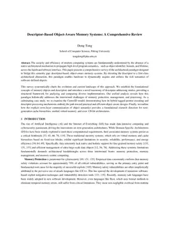 Descriptor-Based Object-Aware Memory Systems: A Comprehensive Review