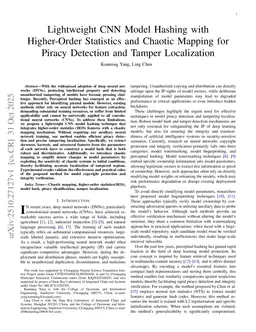 Lightweight CNN Model Hashing with Higher-Order Statistics and Chaotic Mapping for Piracy Detection and Tamper Localization