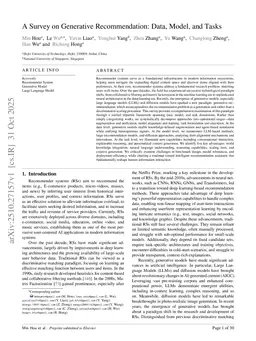 A Survey on Generative Recommendation: Data, Model, and Tasks