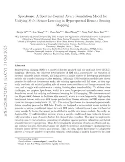 SpecAware: A Spectral-Content Aware Foundation Model for Unifying Multi-Sensor Learning in Hyperspectral Remote Sensing Mapping