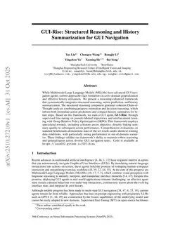 GUI-Rise: Structured Reasoning and History Summarization for GUI Navigation