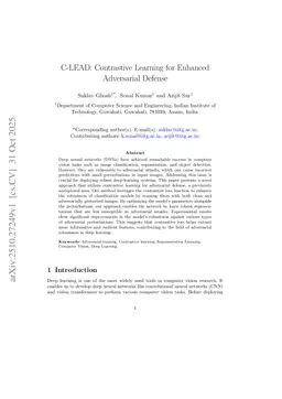 C-LEAD: Contrastive Learning for Enhanced Adversarial Defense