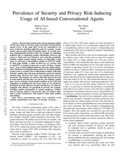 Prevalence of Security and Privacy Risk-Inducing Usage of AI-based Conversational Agents