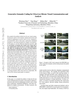 Generative Semantic Coding for Ultra-Low Bitrate Visual Communication and Analysis