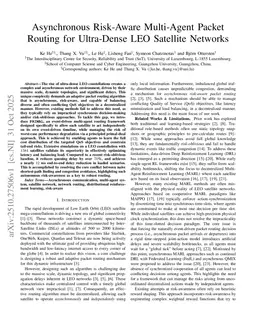 Asynchronous Risk-Aware Multi-Agent Packet Routing for Ultra-Dense LEO Satellite Networks