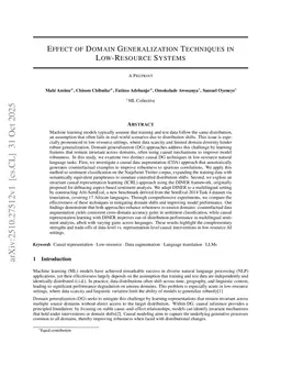 Effect of Domain Generalization Techniques in Low Resource Systems