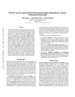 SIGMA: Search-Augmented On-Demand Knowledge Integration for Agentic Mathematical Reasoning