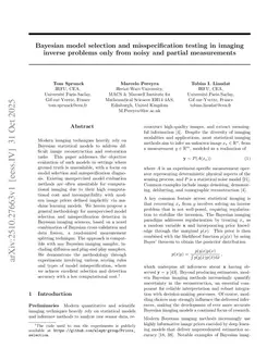 Bayesian model selection and misspecification testing in imaging inverse problems only from noisy and partial measurements