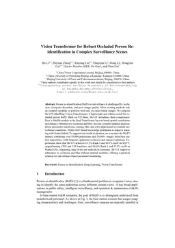 Vision Transformer for Robust Occluded Person Reidentification in Complex Surveillance Scenes