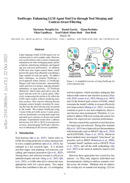 ToolScope: Enhancing LLM Agent Tool Use through Tool Merging and Context-Aware Filtering