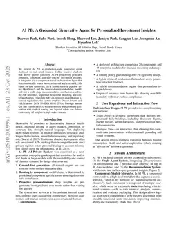 AI PB: A Grounded Generative Agent for Personalized Investment Insights