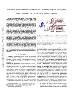 Monocular Visual 8D Pose Estimation for Articulated Bicycles and Cyclists
