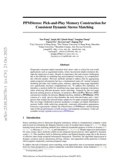 PPMStereo: Pick-and-Play Memory Construction for Consistent Dynamic Stereo Matching