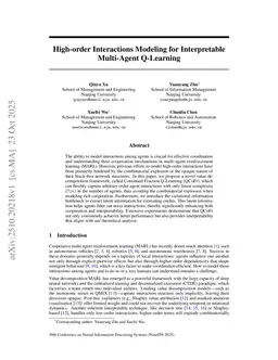 High-order Interactions Modeling for Interpretable Multi-Agent Q-Learning