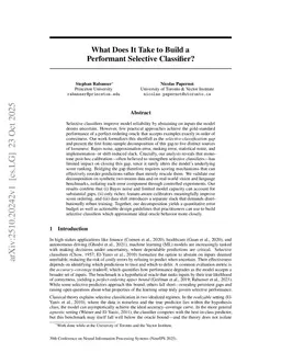 What Does It Take to Build a Performant Selective Classifier?
