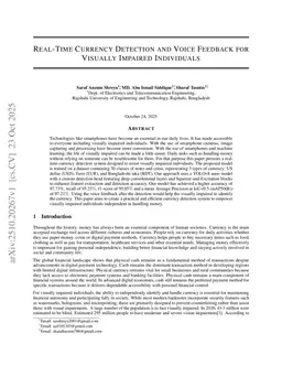 Real-Time Currency Detection and Voice Feedback for Visually Impaired Individuals
