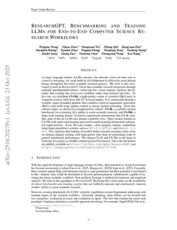 ResearchGPT: Benchmarking and Training LLMs for End-to-End Computer Science Research Workflows