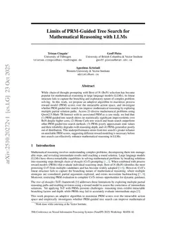 Limits of PRM-Guided Tree Search for Mathematical Reasoning with LLMs