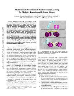 Multi-Modal Decentralized Reinforcement Learning for Modular Reconfigurable Lunar Robots
