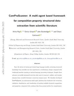 ComProScanner: A multi-agent based framework for composition-property structured data extraction from scientific literature