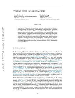 Testing Most Influential Sets