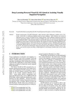 Deep Learning-Powered Visual SLAM Aimed at Assisting Visually Impaired Navigation