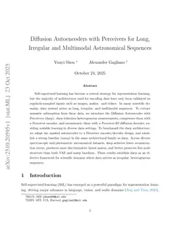 Diffusion Autoencoders with Perceivers for Long, Irregular and Multimodal Astronomical Sequences