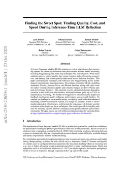 Finding the Sweet Spot: Trading Quality, Cost, and Speed During Inference-Time LLM Reflection