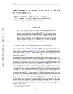 From Masks to Worlds: A Hitchhiker's Guide to World Models