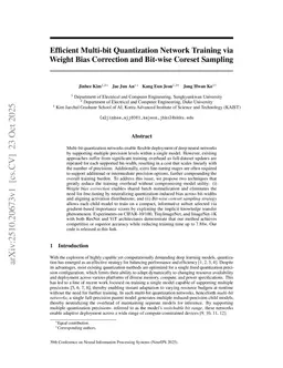 Efficient Multi-bit Quantization Network Training via Weight Bias Correction and Bit-wise Coreset Sampling